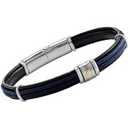 Bracelets Jourdan Bracelet Amaron cuir noir cordelette bleue