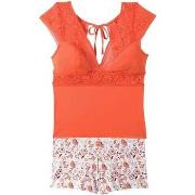 Pyjamas / Chemises de nuit Pomm'poire Top short orange Etoile