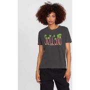 T-shirt Volcom Camiseta Chica Truly Ringer Black
