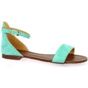 Sandales Gianni Crasto Nu pieds cuir velours turquoise
