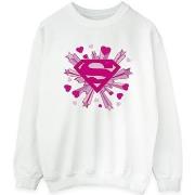 Sweat-shirt Dc Comics Superman Pink Hearts And Stars Logo