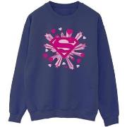 Sweat-shirt Dc Comics Superman Pink Hearts And Stars Logo