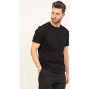 T-shirt BOSS T-shirt à col rond noir coupe slim en coton