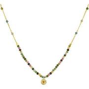 Bijoux Orusbijoux Collier Chaîne Argent Doré Avec Perles Tourmaline Et