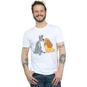 T-shirt Disney Lady And The Tramp Distressed Kiss