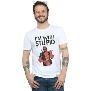 T-shirt Marvel Deadpool I'm With Stupid