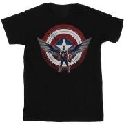 T-shirt Marvel Falcon And The Winter Soldier Captain America Shield Po...