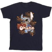 T-shirt enfant Disney Lilo And Stitch Ohana Orange Hibiscus