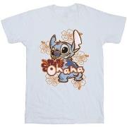 T-shirt enfant Disney Lilo And Stitch Ohana Orange Hibiscus