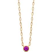 Collier Brillaxis Collier solitaire rouge Plaqué or