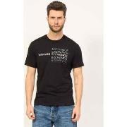 T-shirt EAX t-shirt en coton noir avec imprimé métal