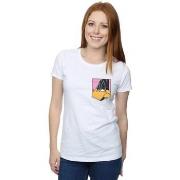 T-shirt Dessins Animés Daffy Duck Face Faux Pocket