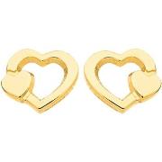 Boucles oreilles Brillaxis Boucles d'oreilles coeurs or jaune 18 carat...