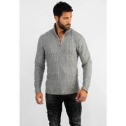 Pull Hollyghost Pull en maille avec col zip gris chiné