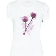 T-shirt Liu Jo Tee-shirt Roses avec strass