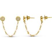 Boucles oreilles Orusbijoux Boucles D'oreilles Argent Dorées Doubles R...