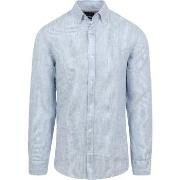 Chemise Suitable Chemise Lin Rayures Bleu Clair