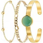 Bracelets Sc Bohème B2371-DORE+B2384-DORE+B2494-VERT