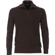 Sweat-shirt Casa Moda Pull-over Demi-Zip Marron