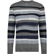 Sweat-shirt State Of Art Pull Jacquard Rayé Gris