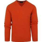 Sweat-shirt Suitable Pull Laine Col-V Orange