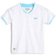 Debardeur enfant Kaporal T-Shirt Garçon CEROSE Blanc Col Turquoise (sp...