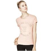 Polo Guess Tee-Shirt Femme Circle Logo Rose