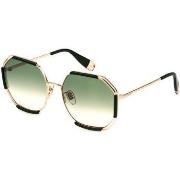 Lunettes de soleil Furla SFU785 Lunettes de soleil, Or/Vert, 61 mm