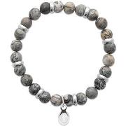 Bracelets Brillaxis Bracelet homme perles de Jaspe Gris