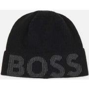 Bonnet BOSS Bonnet à revers logo noir en laine