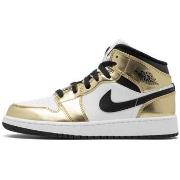 Baskets Nike Air Jordan 1 Mid White Metallic Gold