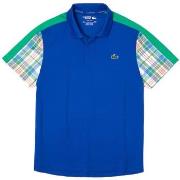 T-shirt Lacoste POLO BLEU COBALT COLOR-BLOCK À CARREAUX TENNIS