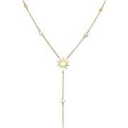 Collier Orusbijoux Collier Cravate Argent Doré Soleil Perles Blanches