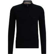 Sweat-shirt BOSS Pull demi zip noir en laine