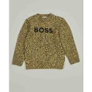 Pull enfant BOSS Pull vert pour garçon en laine mélangée