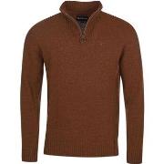 Sweat-shirt Barbour Pull-over Demi-Zip Laine d'Agneau Marron