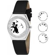 Montre Sc Crystal MF316-OISEAU-CHAT+BRACELET006-NOIR