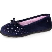 Chaussons Isotoner Chaussons ballerines Femme Pois brodés Marine