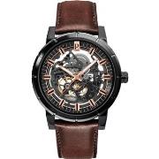 Montre Pierre Lannier AUTOMATIC Cadran Noir Bracelet Cuir Brun