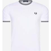 T-shirt Fred Perry T-shirt à double boutonnage - blanc