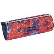 Cartable Kaporal Trousse rouge motif fleurs (ronde)