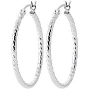 Boucles oreilles Brillaxis Créoles torsadées en argent rhodié 30mm