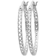 Boucles oreilles Brillaxis Créoles motif croisillon argent rhodié