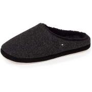 Chaussons Isotoner Chausson mules flanelle Homme Noir chiné