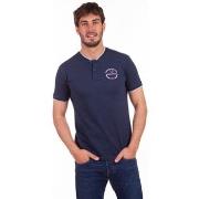 T-shirt Camberabero Tee-shirt manches courtes col boutonné bleu marine