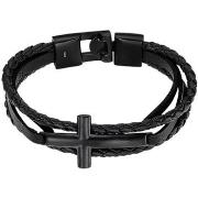 Bracelets Lotus Bracelet homme Style Men In Black croix/cuir