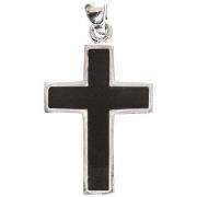 Pendentifs Orusbijoux Pendentif Croix Pierre Onyx Noire Argent