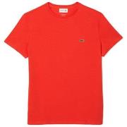 T-shirt Lacoste T-SHIRT COL ROND EN JERSEY DE COTON PIMA UNI ORANGE