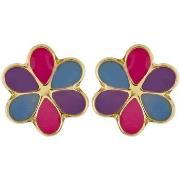 Boucles oreilles Brillaxis Boucles d'oreilles or fleurs laque multicol...