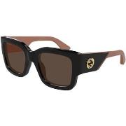 Lunettes de soleil Gucci GG1663S Lunettes de soleil, Noir/Marron, 52 m...